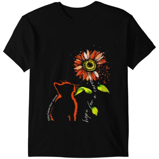 black cats Paws Sunflower Cat Orange Kidney Leukemia Cancer Awareness T-Shirts