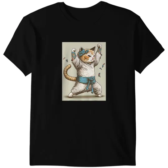 Cat Paws Japanese Art Cat Ninja Ukiyoe Anime Style Samurai Cat 31 T-Shirts