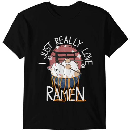 Cat Paws I Just Really Love Ramen Kawaii Anime Cat Japanese Noodles T-Shirts