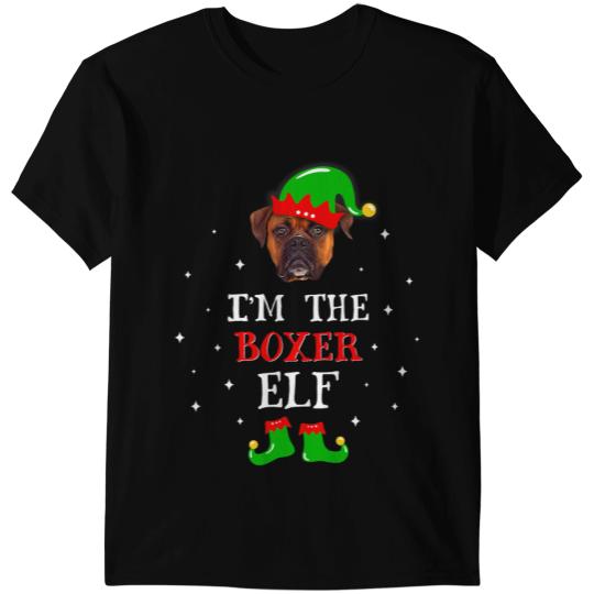 Boxer Funny Boxer Elf Christmas Dog Dad Dog Mom Boxers Dog T-Shirts