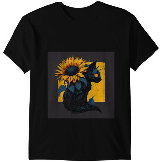 black cats Paws Gaming Sunflower T-Shirts