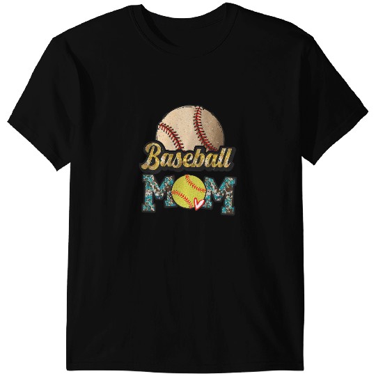 Baseball Gift Mothers Day Tee Softball Baseball Mom Leopard T-Shirts