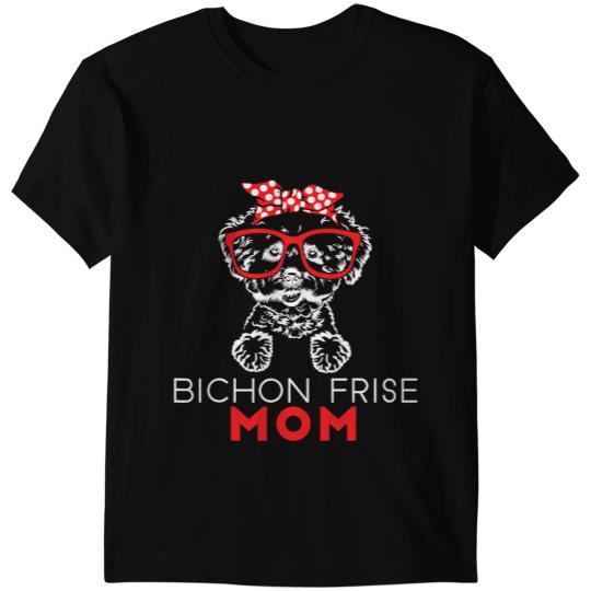 Dog Bichon Frise Mom Funny Dog Lover Bandana Mothers Day Women T-Shirts