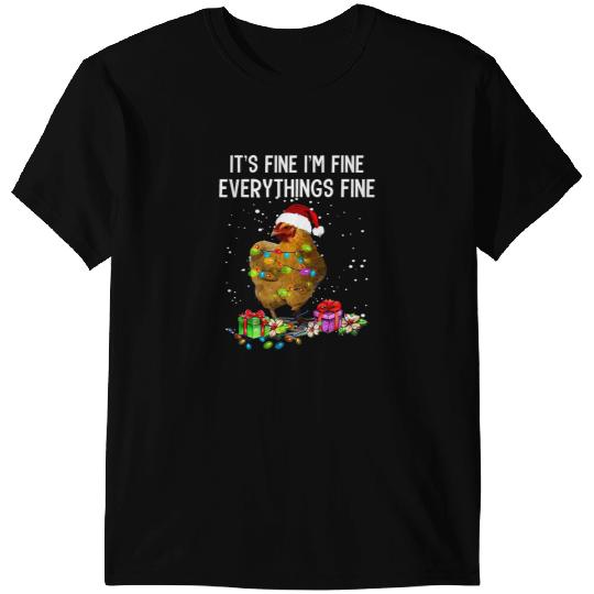 Chicken Poultry Christmas Lights Im Fine Everything Is Fine T-Shirts