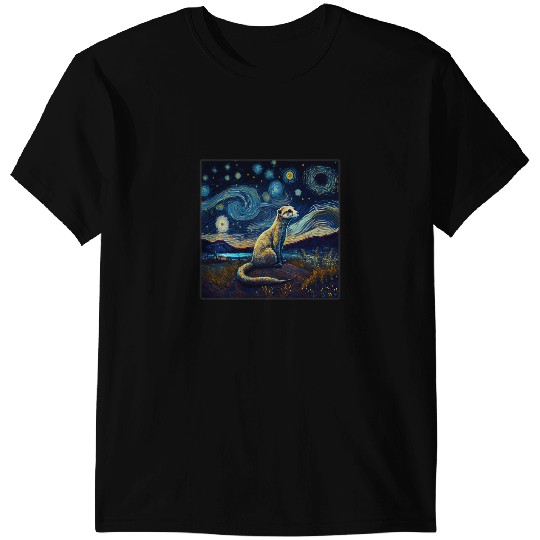 Ferret Gift Surrealism Starry Night Weasel T-Shirts