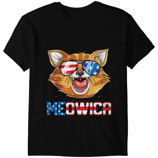 Cat Paws 4th Of July Meowica Merica Men Women American Flag Gifts 2 T-Shirts