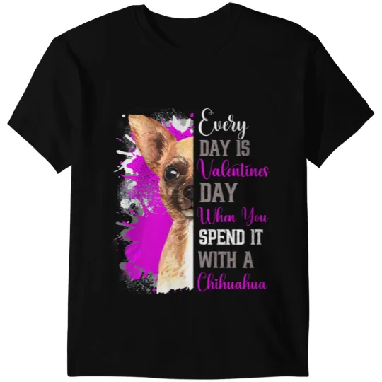 Funny Chihuahuas Valentines Day Tan Chihuahua Mom Mother Cute Pink Chihuahua Dog T-Shirts