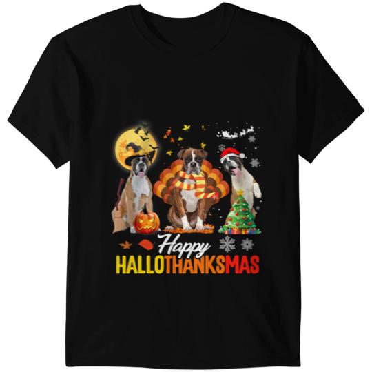 Boxer Happy Hallothanksmas Halloween Thanksgiving xmass 6 Boxers Dog T-Shirts