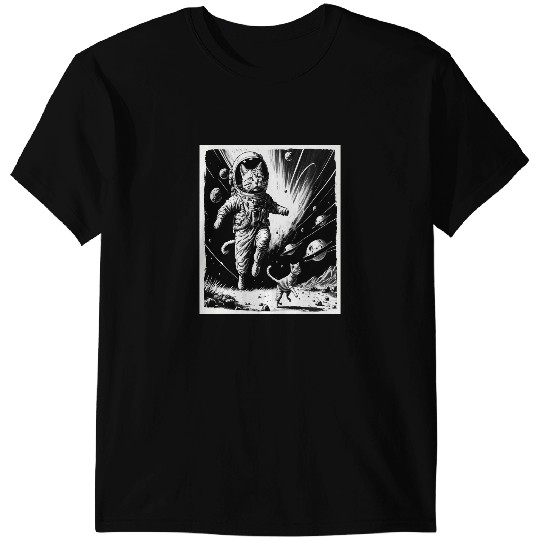 black cats Paws Kitten Space Alien Planet Astronaut Ufo Planet 2 T-Shirts