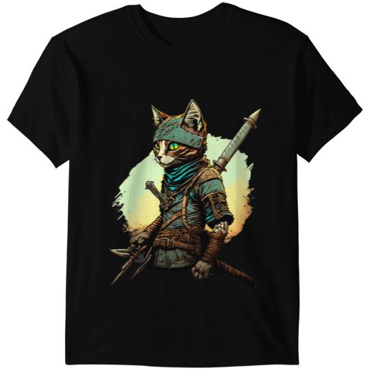 black cats Paws Retro Japanese Samurai Cat Bushido Warrior swords vintages 31 T-Shirts