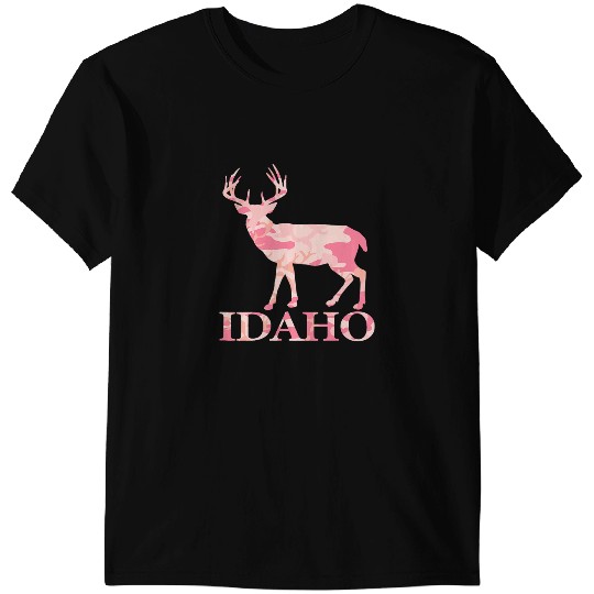 Deers Whitetail Deer Hunt Idaho State Pink Camo T-Shirts