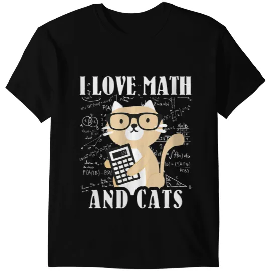 black cats Paws Math Kitty Cat I Love Math And Cats Mathematics Math T-Shirts
