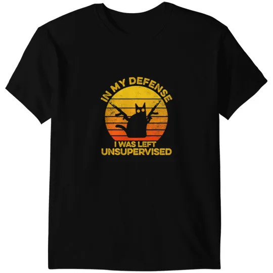 black cats Paws In My Defense I Was Left Unsupervised Guns Funny black cats 3 T-Shirts