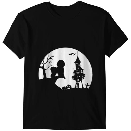 Dog Bichon Frise Moon Silhouette Funny Halloween Costume T-Shirts