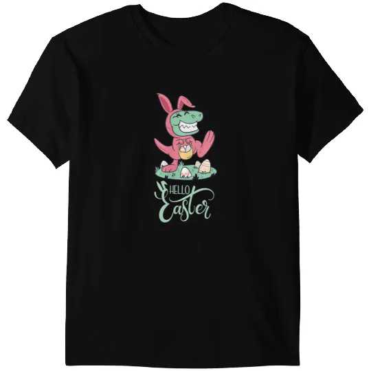 Dinosaur Dino Dino Rabbits Hello Easter Dinosaur Trex Bunny Rabbit Toddler Girls Kids T-Shirts
