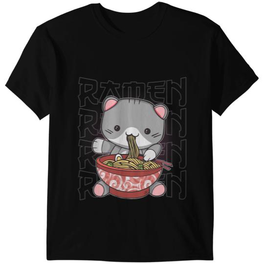black cats Paws Kawaii Ramen Japanese Anime Noodles Catt Cats Noodle Bowl T-Shirts