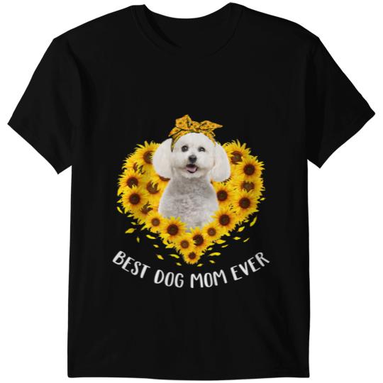 Dog Bichon Frise Mom Sunflower Dog Mom Women T-Shirts