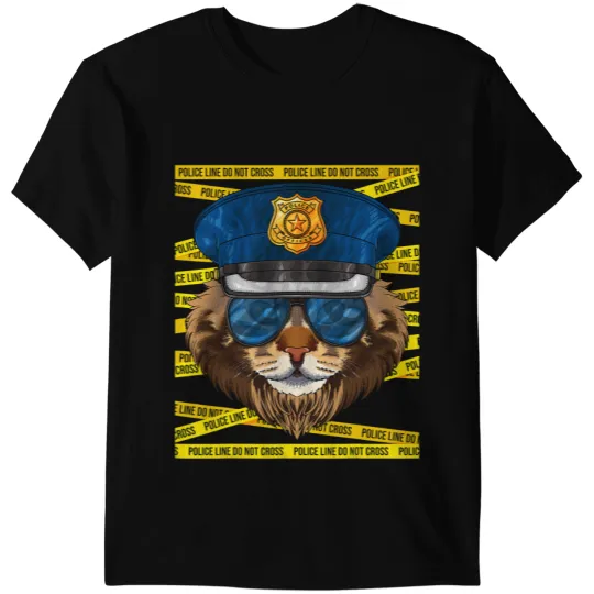 Cat Paws Maine Coon Police Officer Policeman Funny Police Cat T-Shirts