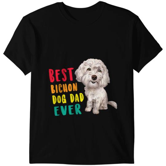 Dog Bichon Frise Mens bests Bichon Frise Dog Dad Ever Fathers Day Funny Cute T-Shirts