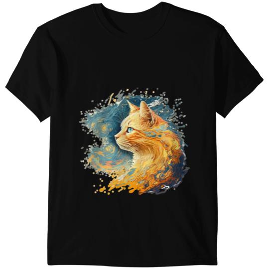 Cat Paws Van Gogh Starry Night Cat Lover Cat Owner Cat Mom Dad 2 T-Shirts