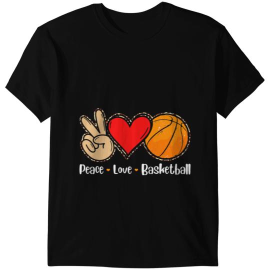 Basketball Gift Peace Love Basketball Funny Girls Boys Mom Dad Son T-Shirts