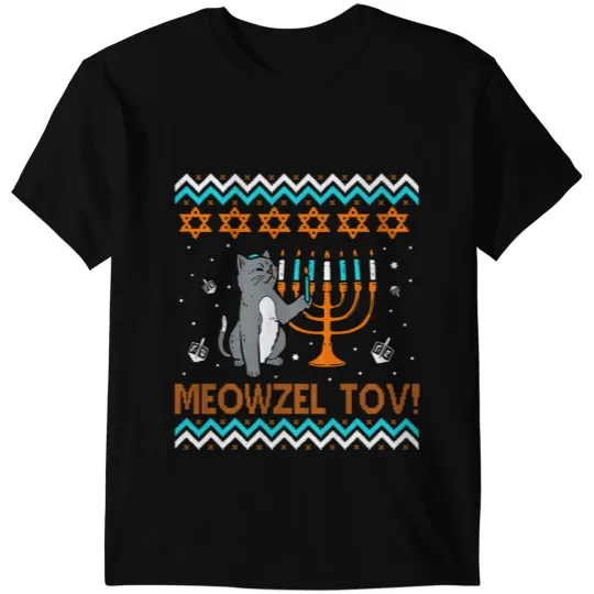 black cats Paws Meowzel Tov black cats Funny Hanukkah Chanukah Men Women Kids 2 T-Shirts