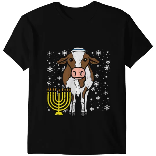 Cattle Cow Hanukkah Cow Menorah Chanukah Farm Farmer Men Women Kids T-Shirts