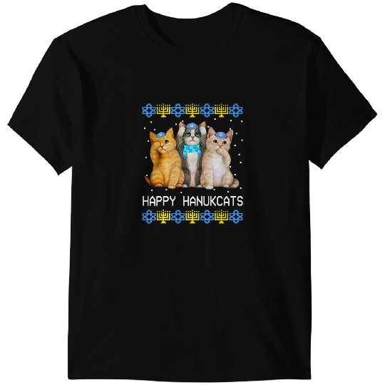 Cat Paws Happy Hanukcats Jewish Cat Lovers Hanukkah Kids Women 177 T-Shirts