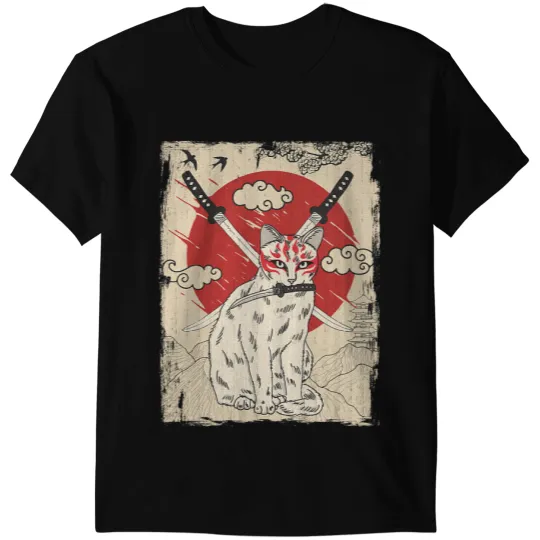 Cat Paws Japanese White Anime Cat Kitsune Assassin the Murderous Cat T-Shirts