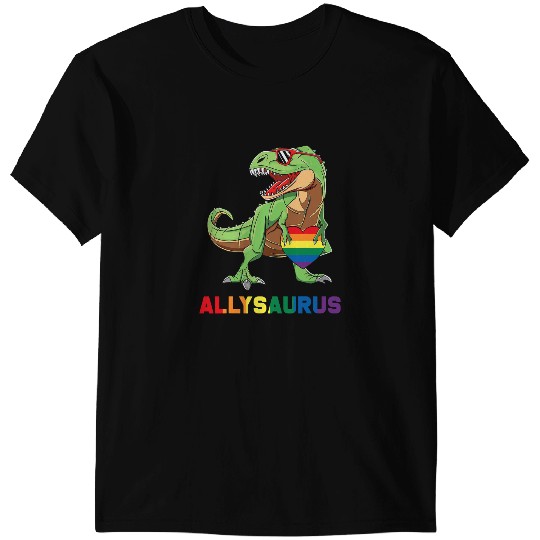 Dinosaur Dino Dino LGBT Proud Ally Allysaurus Gay Pride Parade Rainbow Dinosaur T-Shirts