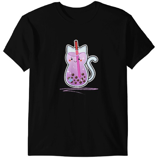 Cat Paws Purple boba cat kawaii. Bubble tea in cat shaped cup. T-Shirts