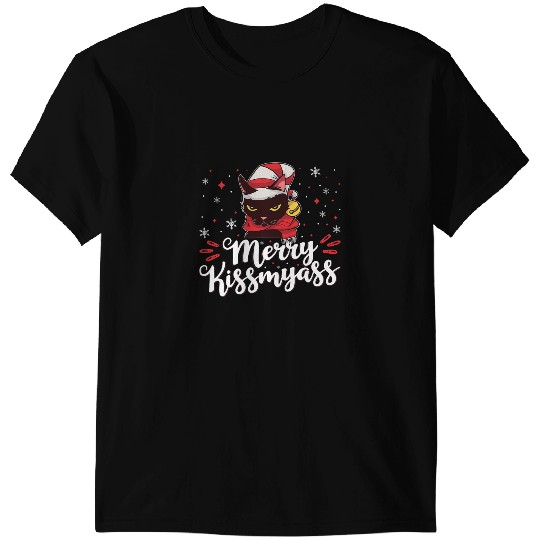 black cats Paws Merry Kissmyass Inappropriate black cats Christmas 3 T-Shirts