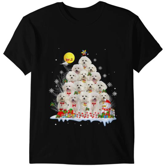 Dog Bichon Frise Lover Matching Santa Christmas Tree T-Shirts