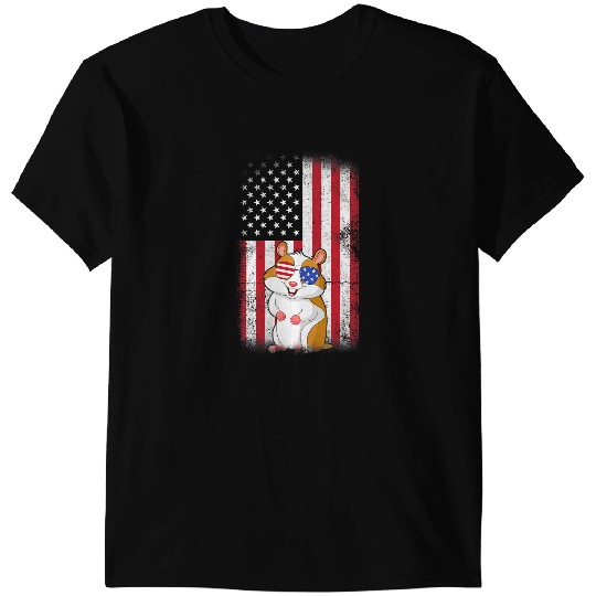 Hamsters American Flag Boys Girls Men Women Fourth Of July T-Shirts
