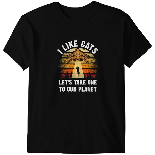 black cats Paws I like Cats Lover Space Alien Themed Spaceship Pet Astronomy T-Shirts