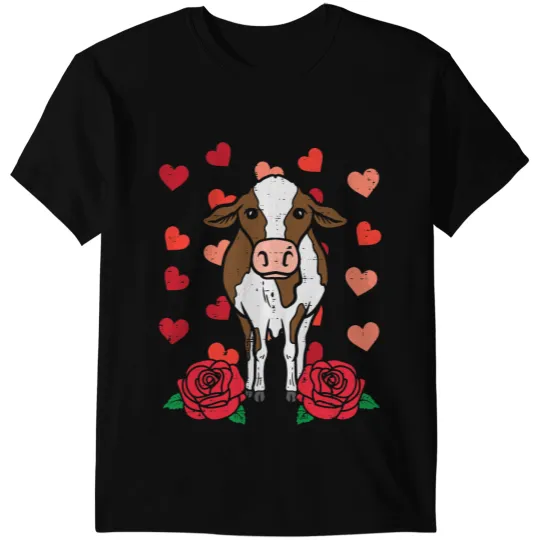 Cattle Cow Valentines Day Cow Farm Animal Farmer Men Women Kids Toddler T-Shirts