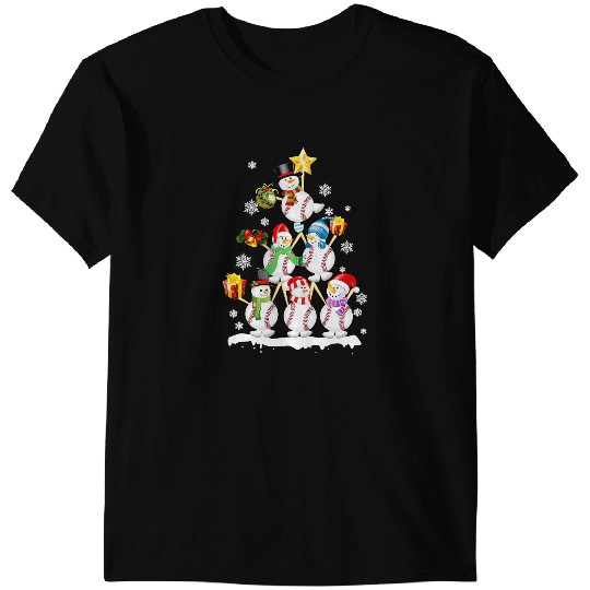 Baseball Gift Snowman Balls Snow Christmas xmass Tree Men Women T-Shirts