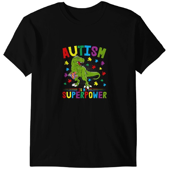 Dinosaur Dino Autistic Kids Autism is my Superpower Family Dinosaur T-Shirts