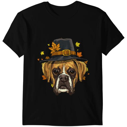 Boxer Thanksgiving German Boxer Pilgrim Turkey Day Autumn Fall Boxers Dog T-Shirts