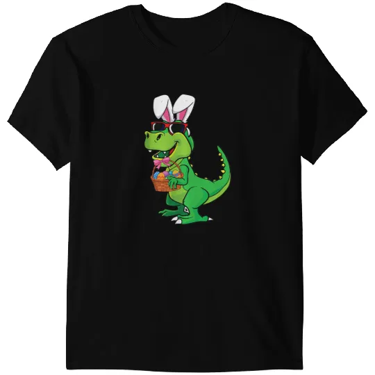 Dinosaur Dino Easter Boy TRex Funny Bunny Dinosaur Eggs Basket Kids T-Shirts