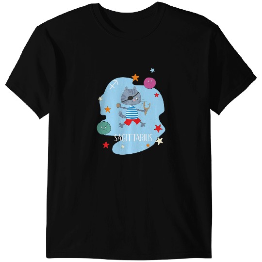 Cat Paws Archer Arrow Zodiac Sign Constellation Sagittarius T-Shirts