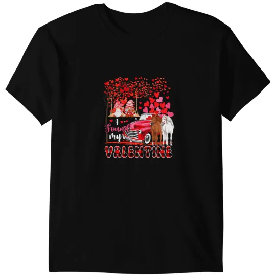 Funny Horse I Found Valentine Two Cute Horses Farm Couple Gnomes Pickup T-Shirts
