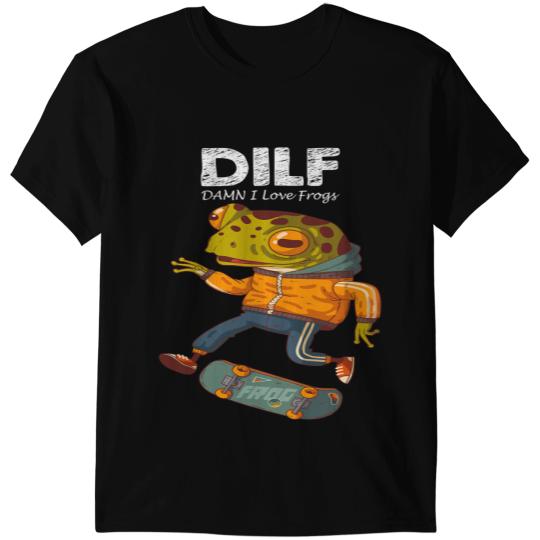 Frog Gift DILFDamn I Love Frogs Funny Saying FrogAmphibian Lovers 2 T-Shirts