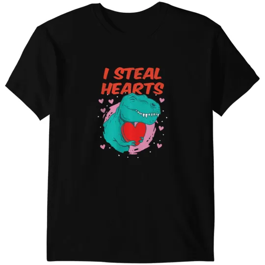 Dinosaur Dino I Steal Hearts T rex Dinosaur Valentines Day Men Women Kids T-Shirts