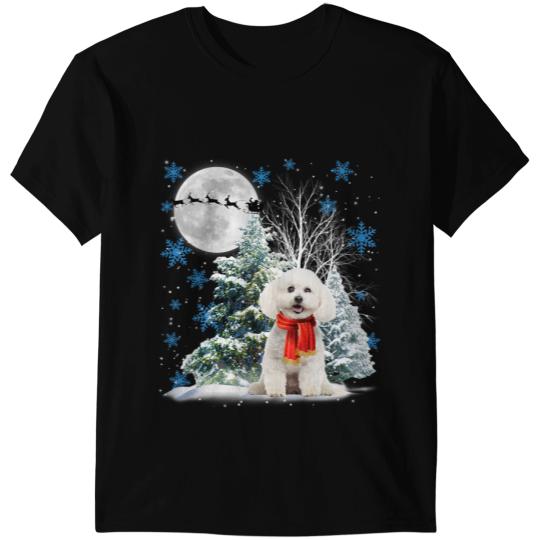 Dog Bichon Frise Under Moonlight Snow Christmas Pajama 143 T-Shirts