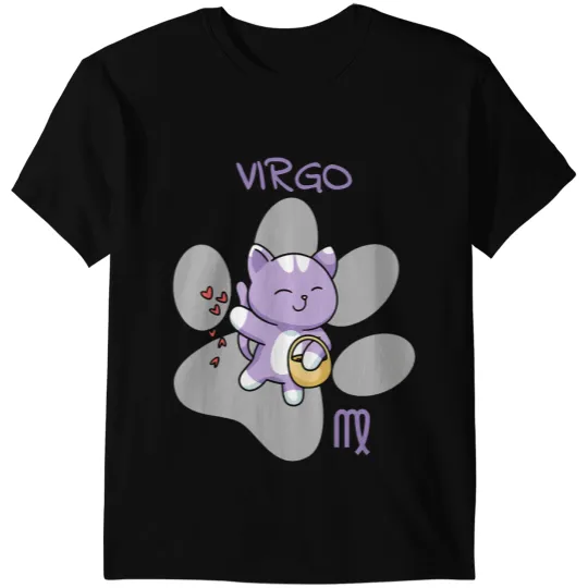 black cats Paws Virgo Zodiac Sign Cat Astrology Funny Kitten Cats T-Shirts