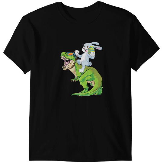 Dinosaur Dino Easter Bunny Riding Dinosaur Easter T Rex Egg Hunt Boy Girls T-Shirts