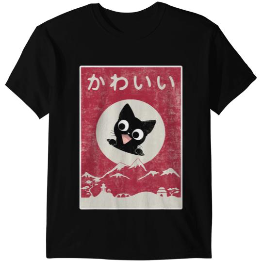 black cats Paws vintages Kawaii Cat Japanese Black Anime Gift Kids Girls Boys T-Shirts