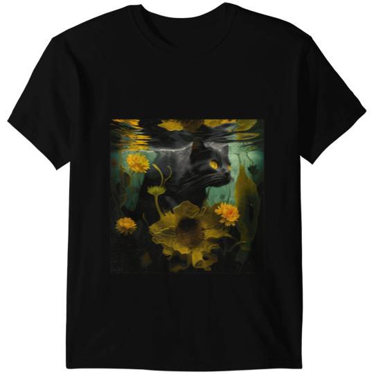 black cats Paws Sunflower Underwater T-Shirts