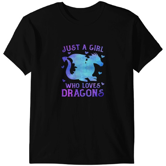 Dragon Animals Dragons Just a Girl Who Loves Dragons Fantasy Dragon Saying Graphic 1 T-Shirts